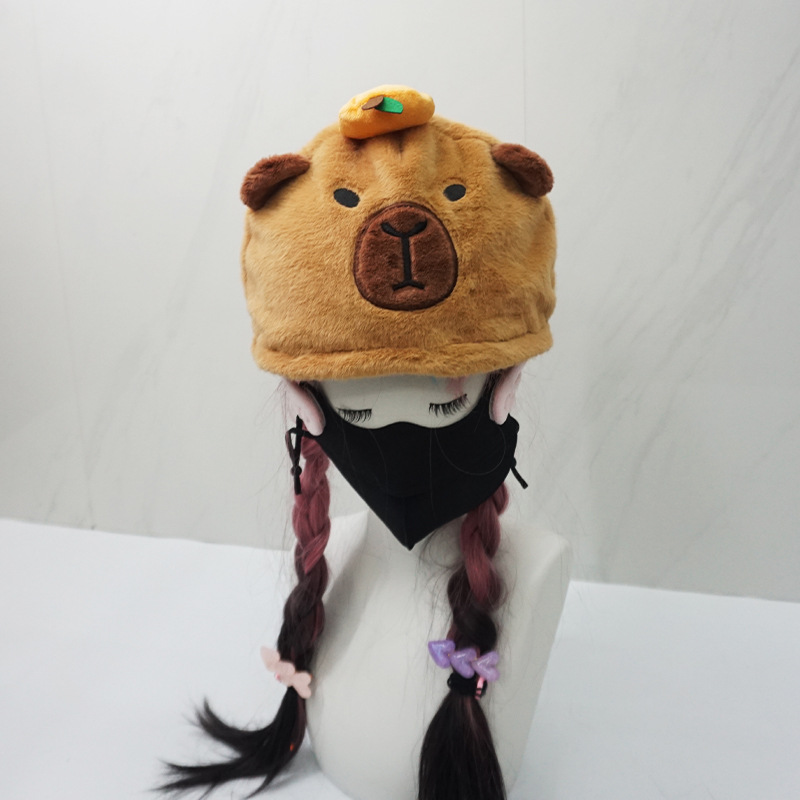 Ski Helmet Accessories Hat Cover Cartoon Creative Orange Capybara Equipment Winter Outdoor Windproof Hat Cover