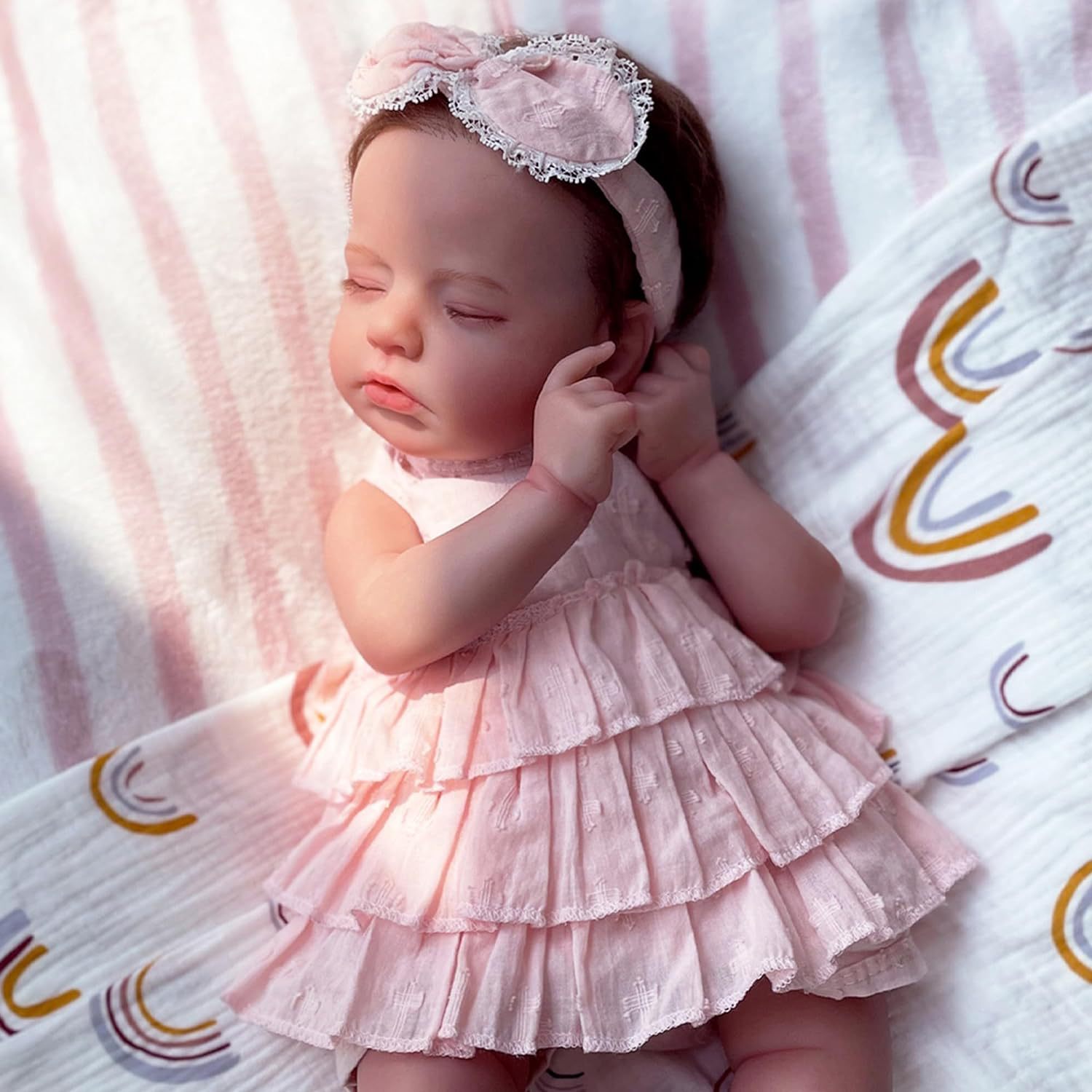 Muñeca bebé reborn de 19 pulgadas, bebé recién nacido realista, suministro transfronterizo, dropshipping, boca abierta.