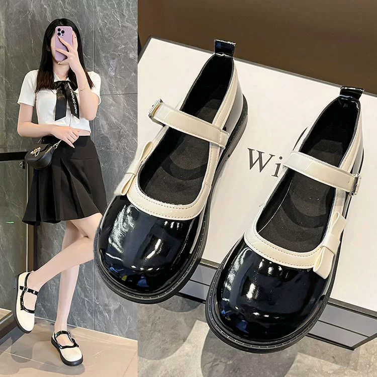 Повседневная универсальная Маленькая кожаная обувь, женская Однослойная обувь, новинка весны 2023, в британском стиле, юбка JK, женская обувь Мэри Джейн на толстой подошве