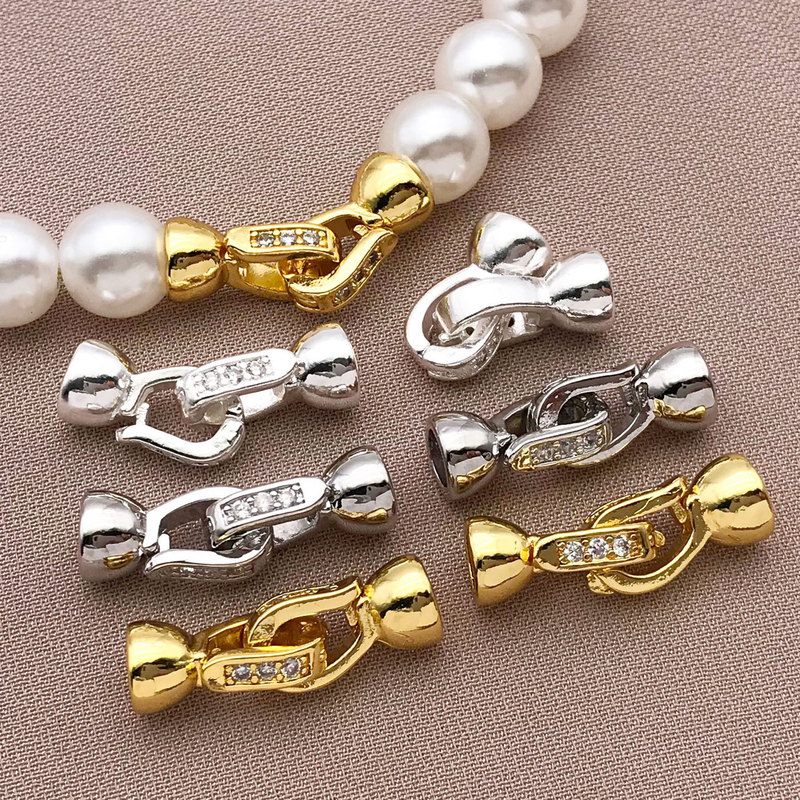 18K Gold-Plated Strong Color-Preserving Pearl Necklace Horn Buckle Universal Buckle Finishing Buckle Bracelet Connecting Buckle DIY Jewelry Accessories