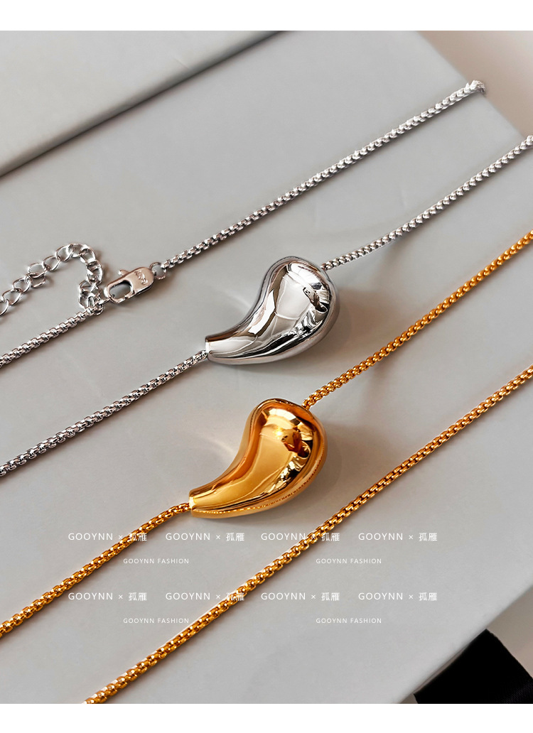 Stylish Water Drop Pendant Necklace, Elegant Gold Plated Jewellery_voghion.com