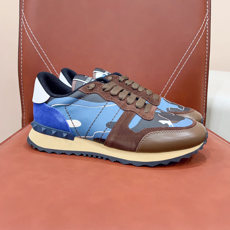 Estación europea transfronteriza VT camuflaje zapatilla masculina versión alta de remaches gruesa-suela de cuero moda casual encaje hasta color marea zapatos