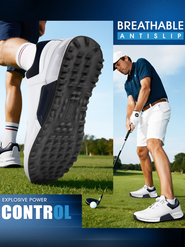 Giày Golf PGM Nam Đệm Phục Hồi Cao Su Núm Dây Chống Thấm — Màu xanh sáng-[đệm đàn hồi/gai chống trượt được cấp bằng sáng chế/siêu chống thấm nước] XZ432