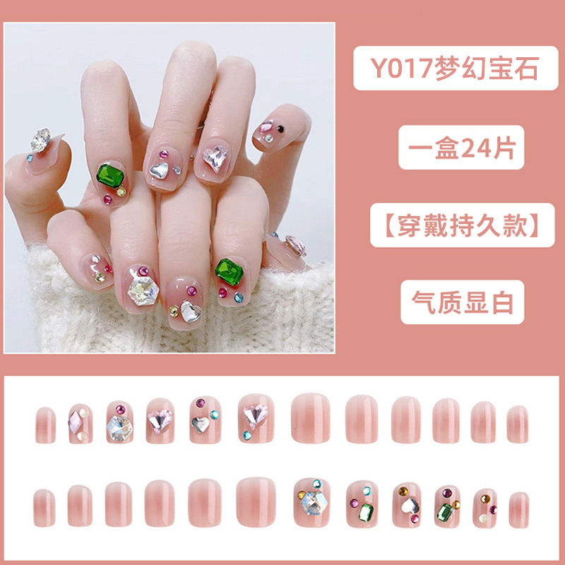 Yi danza de uñas de desgaste largo pegatinas diamante parche de uñas terminado uñas falsas en línea celebridad mismo estilo parche desmontable