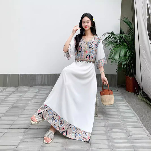 Women's Chinese-style modified summer dress with short sleeves, literary and retro ethnic style, Yunnan vacation dress