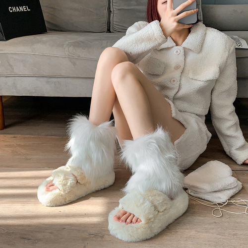 Japanese plush socks leg covers hot girl calf socks women's Harajuku style JK uniform plus velvet thickened warm white socks