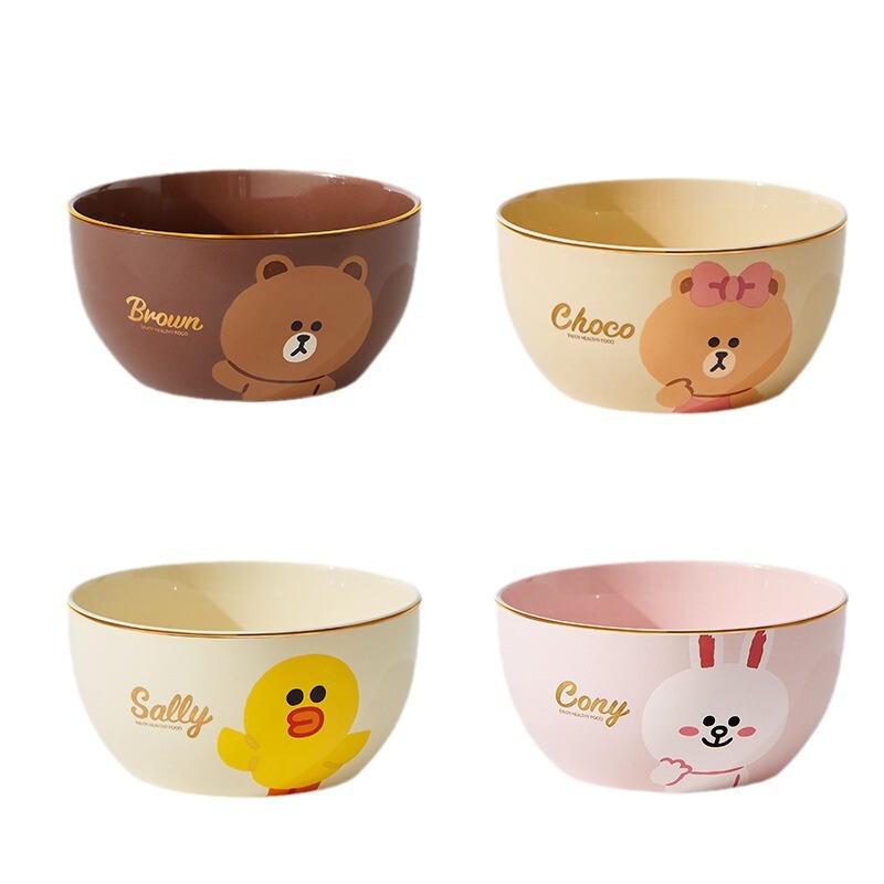 LINE FRIENDS軽くて豪華な碗の家庭用陶磁器の碗の皿のセットの食器の高い顔の価値のスープの碗の漫画の食事の碗|undefined
