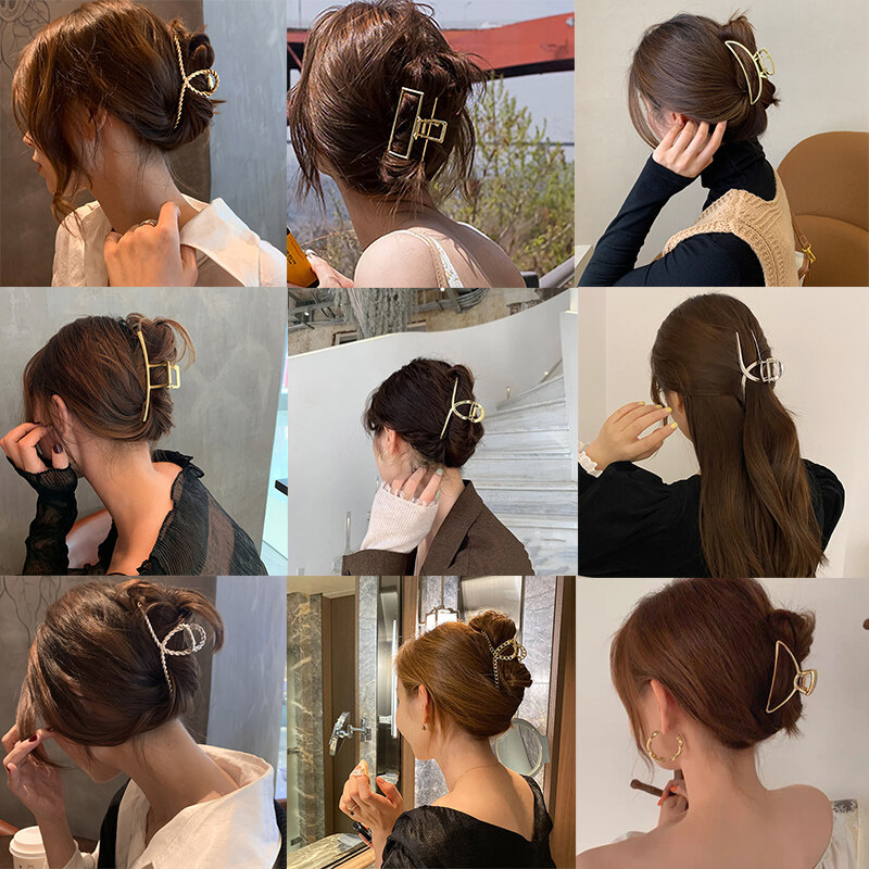 Korean hair clip, female, back of the head clip, hair ornament, hair pin, claw clip, influencer, large size, high-end sense, braided hair, Instagram, shark clip