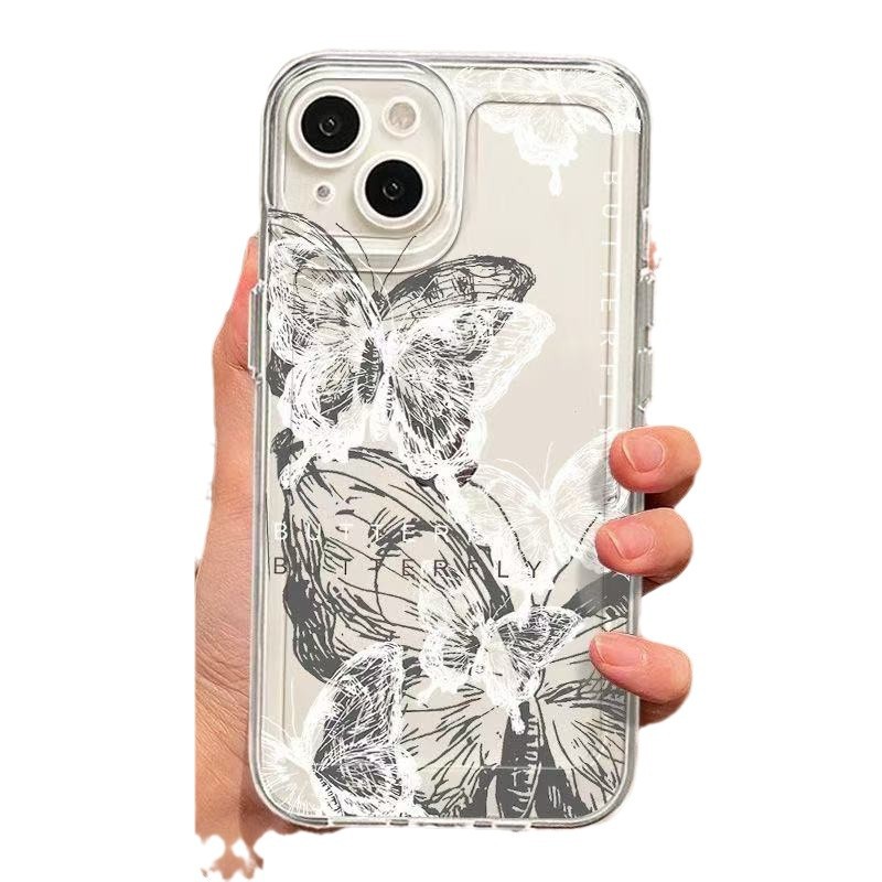 Boceto mariposa para iphone16promax funda para teléfono móvil Apple 15 anti-caída 14pro pintura china 13/12 nuevo
