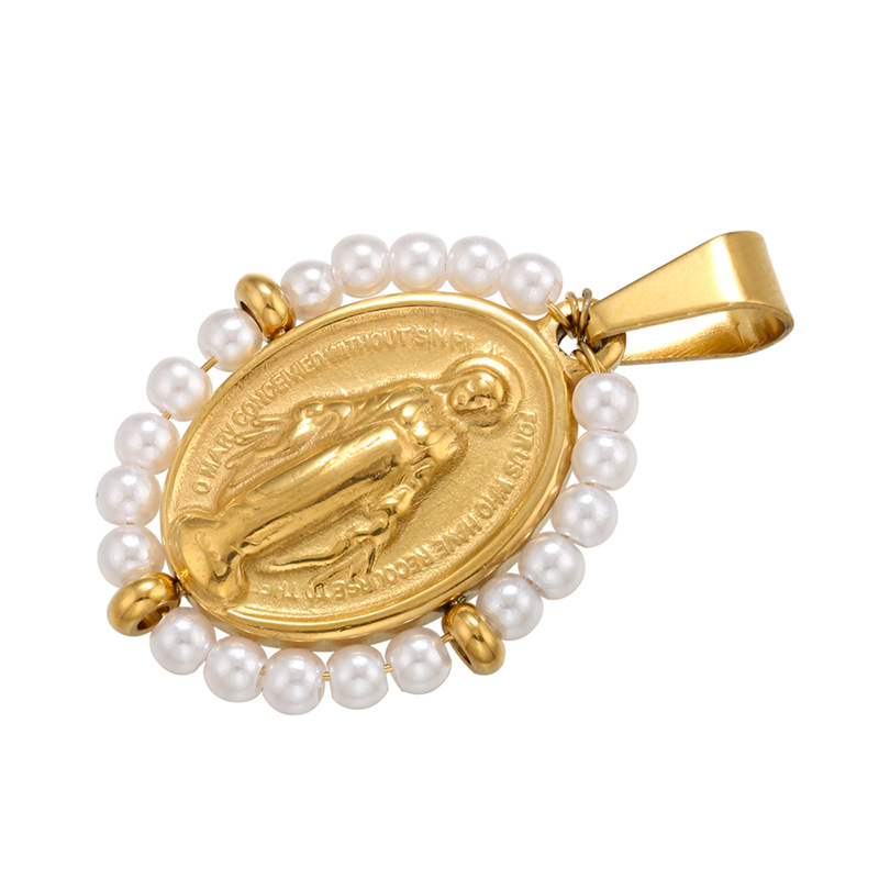 8g Weight 0.03µm Gold Plating Thickness Electroplating Gold Plating Process Pendant Jewelry Making Type 18K Gold Plated Plating Material Copper Material Virgin Mary Pattern Plating Craft White, Purple, Green, Gold, Black Color Copper 18K Gold Plated 3