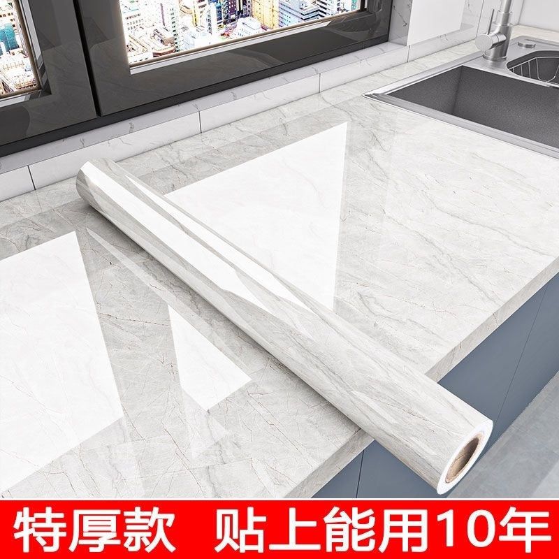 テーブルクロス自己接着防水厚い大理石キッチン防油シールキャビネット改修調理台耐高温テーブル壁紙|undefined