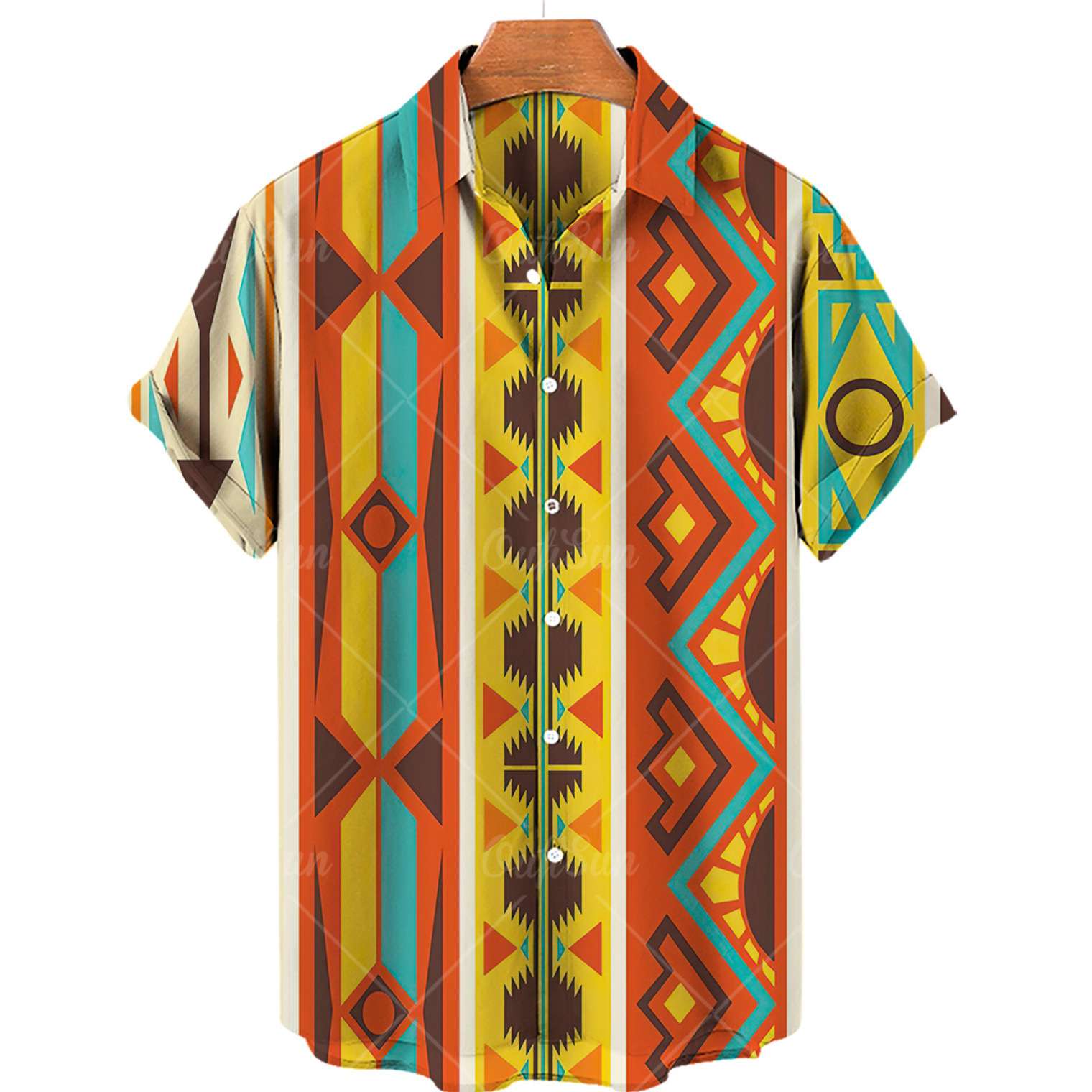 Estación independiente Camisa de manga corta transfronteriza para hombres Camisa impresa digital 3D de rebote de cuatro lados Patrón de diseño de fábrica de origen