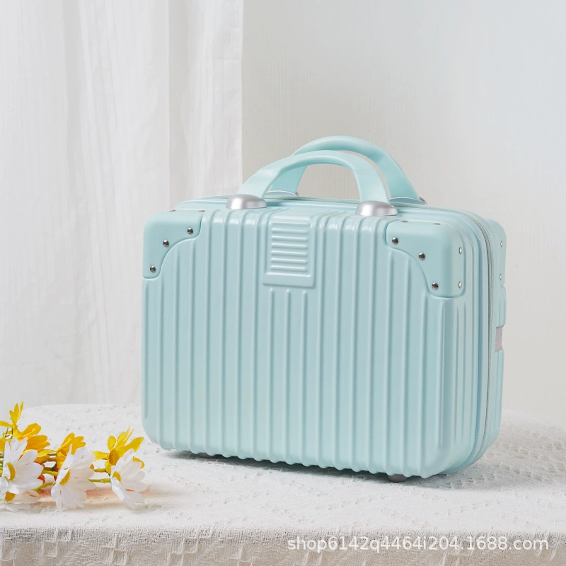 Handheld cosmetic storage box 14-inch suitcase, partitioned interior and portable handle