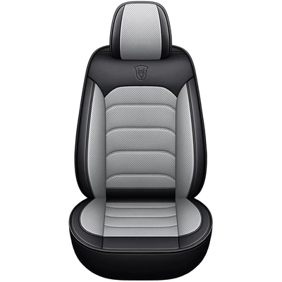 Seat cushion, seat cover, Leather Seat Covers for All Seasons - black-and-gray-front-single-seat