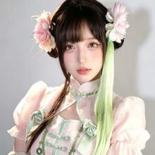 中华厨娘粉色莲花侧边夹新中式古风汉服头花超仙纯欲发包配饰头饰