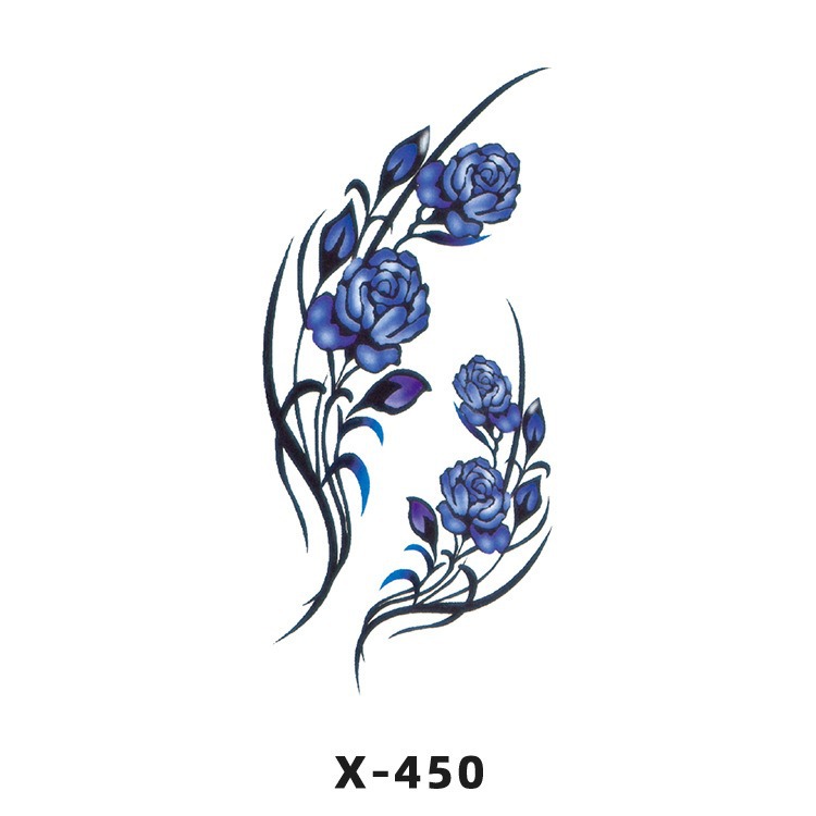 Arco de flor pequeña pegatinas de tatuaje fresco 3D dibujos animados transfronterizo Henna rosa impermeable texto en inglés pegatinas de tatuaje