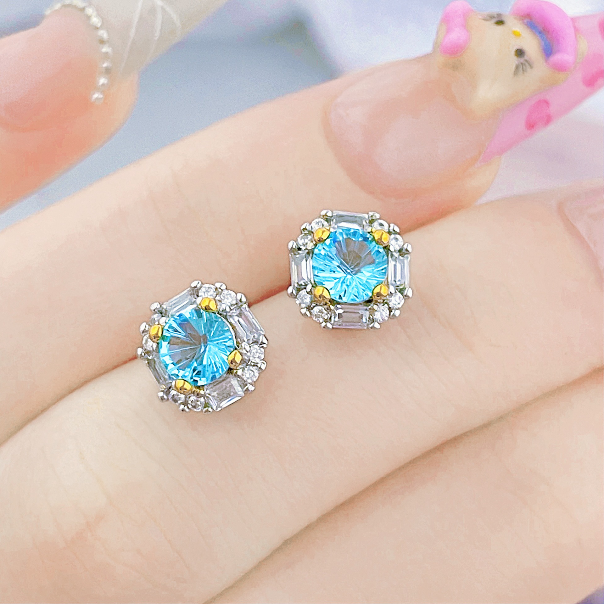 오션 블루 귀걸이 [쌍당 가격] 5mm