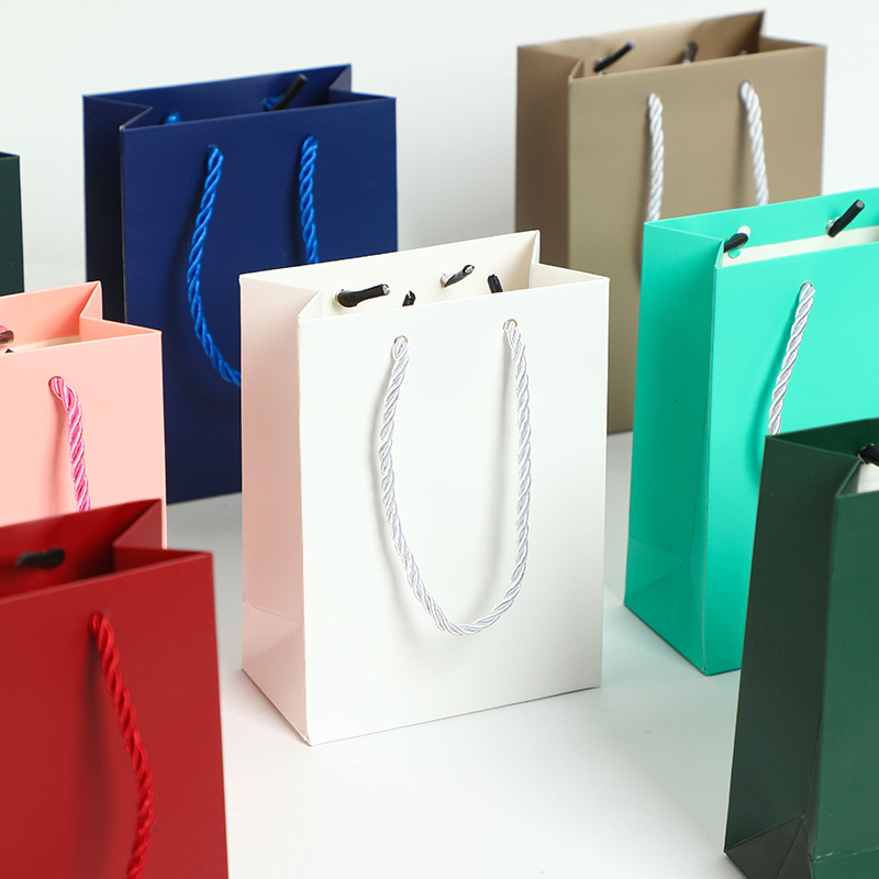 Bolsa de Regalo Pequeña de Color Sólido, Bolsa de Papel Simple para Joyería, Bolsa de Embalaje para Collares y Anillos, Venta al por Mayor