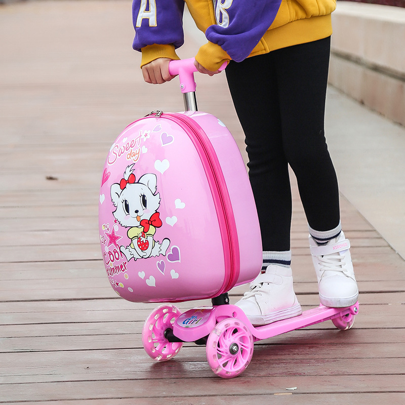 Manufacturer Wholesale Kidsren's Trolley Case Cartoon Suitcase Kidsren's Scooter Trolley Case 15inch Foldableable Suitcase