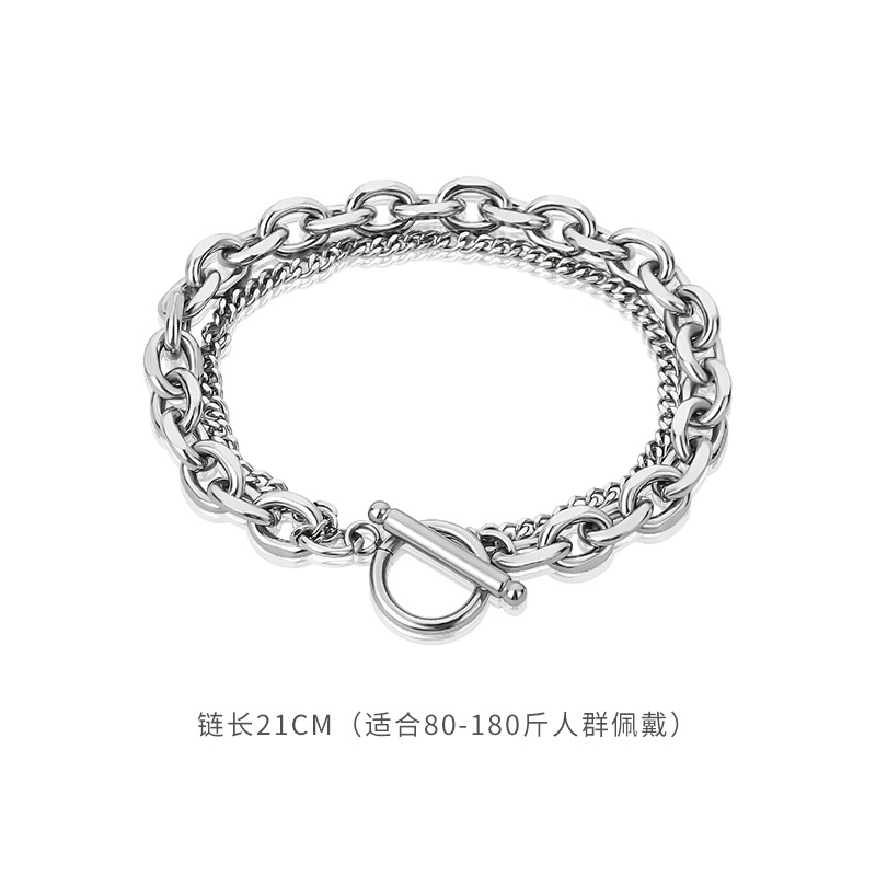 Stacked silver bracelet 21cm (no cut)