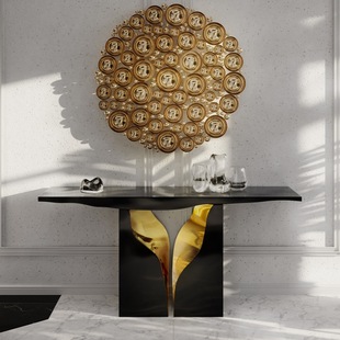 Italian-Style Light Luxury Console Table Villa Foyer Entryway Wall-Mounted Irregular Table Stainless Steel Creative Designer Entryway Table