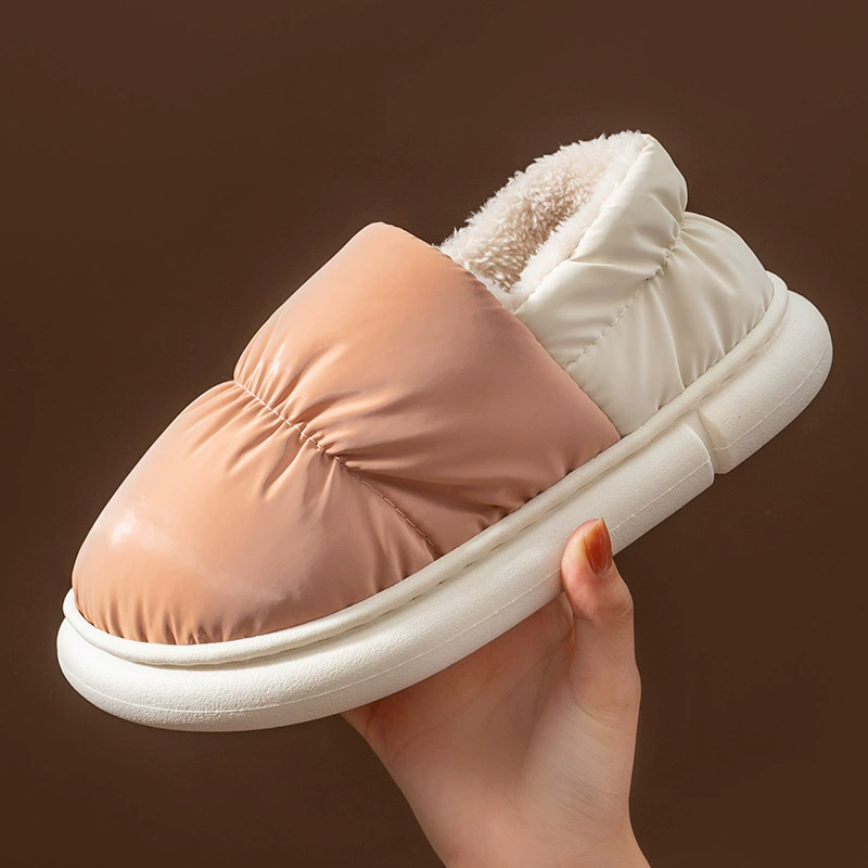 Пуховая сумка и хлопковые тапочки, женская домашняя зимняя теплая Нескользящая мужская хлопковая обувь с толстой подошвой для пары