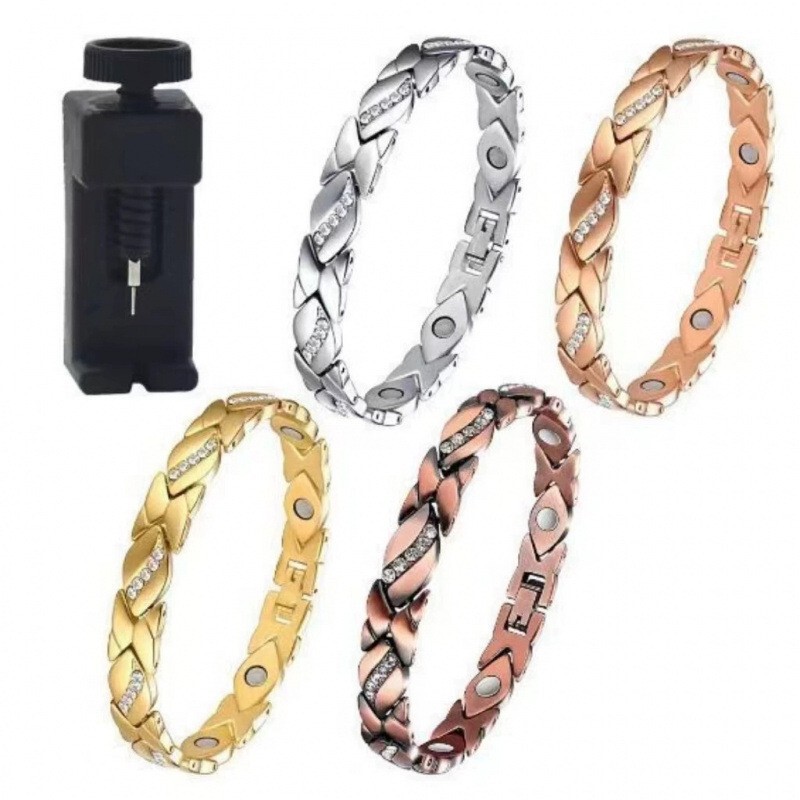 Amazon's Best-Selling Cross-Border Women's Leaf-Shaped Diamond-Encrusted Magnetic Bracelet, Leaf-Shaped Brushed Creative Magnetic Bracelet Wholesale