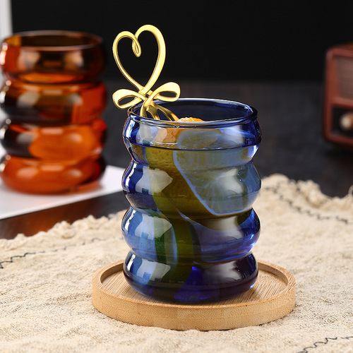Highly Attractive Ripple Milk Mug Gift Set, Heat-Resistant Coffee Cup Made from High-Borosilicate Glass—A TikTok-Famous Gourd-Shaped Design