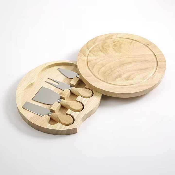Combinación de cuchillo de queso giratorio de generación transfronteriza, panel de frutas de almacenamiento doméstico, juego de tabla de cortar de queso de madera
