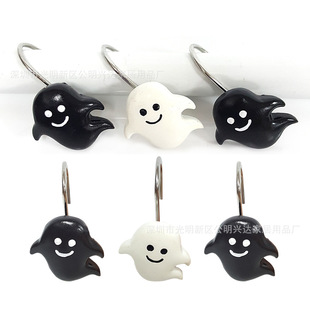 Factory Direct Halloween ghost festival black and white ghost resin hook shower curtain hook bathroom supplies sticky hook hook