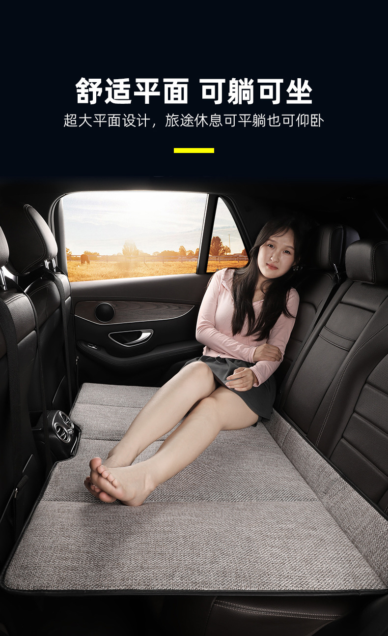 Car Folding Bed Cotton Linen Flax Travel Bed for Sedan Suv Non-Inflatable Folding Bed Portable Rear Seat Sleeping Pad