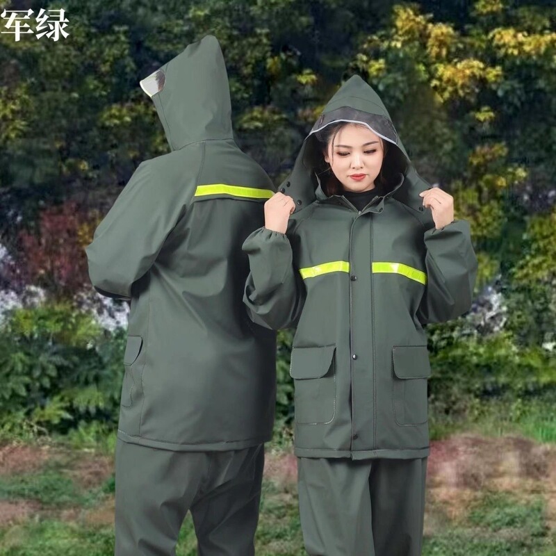 Authentic Rainstorm-Proof High-End Raincoat and Rain Pants Set, Full-Body Double-Layer Thickened Reflective Split Raincoat and Pants for Adults, Men and Women