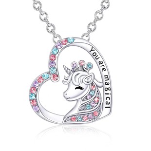 Cross-Border European and American New Unicorn Necklace Set Cute Colorful Diamond Accessories Wholesale