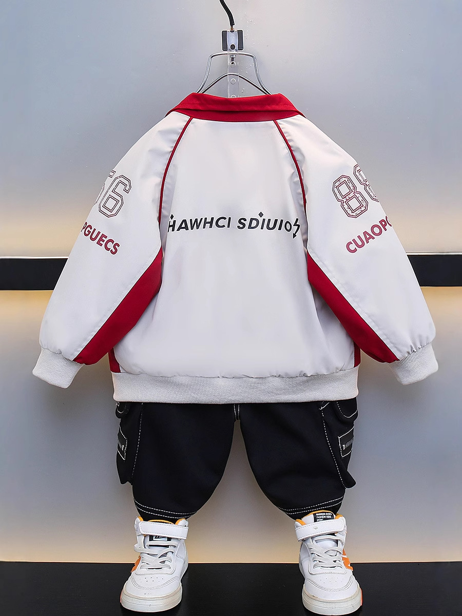 7701 Chaqueta a juego de colores de primavera para niños 2025 nueva chaqueta deportiva de ocio de estilo occidental para niños pequeños y medianos rompevientos primavera y otoño