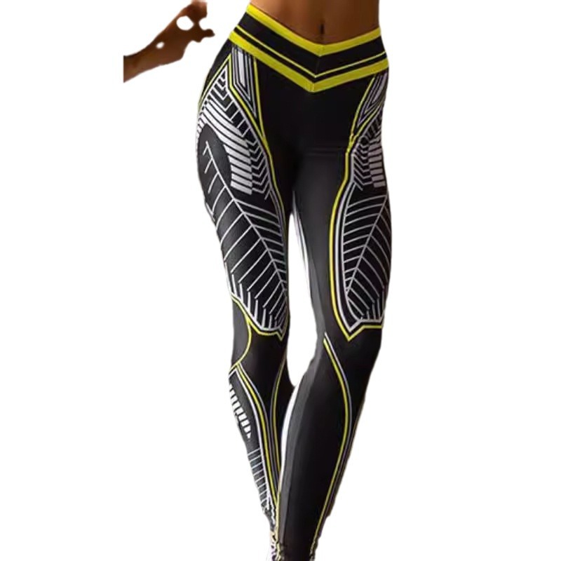 Women's Clothing digital printing high waist elastic slim fit running training dance leggings_voghion.com
