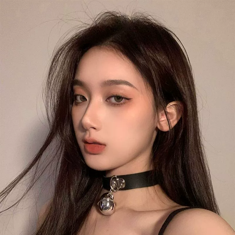 Bell Choker Necklace, Small Bell with Chain, Leather or Rope Styles, 43 cm Length