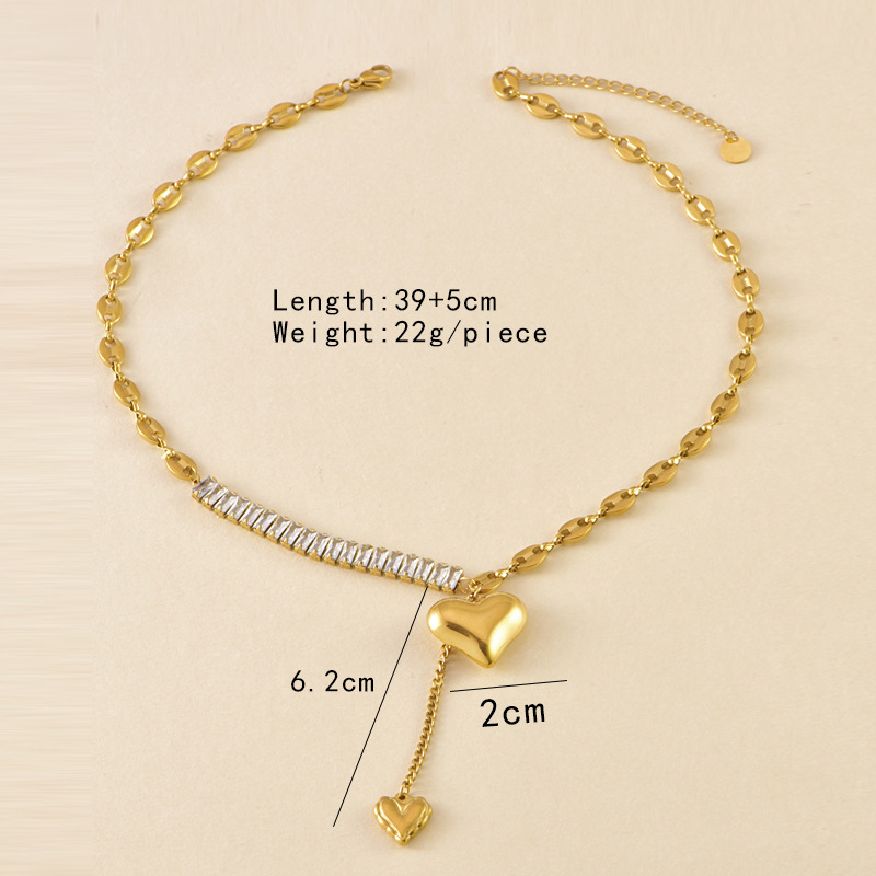 Collar con colgante de corazón acero inoxidable choker retro_voghion.com
