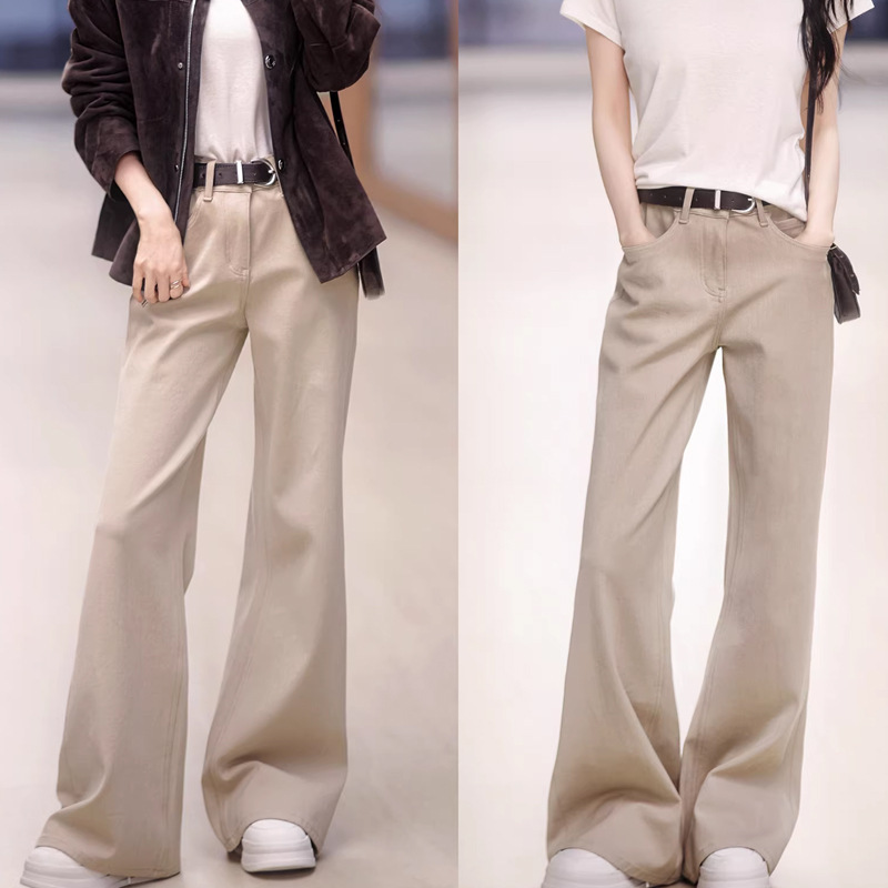 Daxi "Straight Leg Jeans" Cotton*Tencel/4-Way Stretch Flared Pants High-Waisted/Leg-Lengthening Pants
