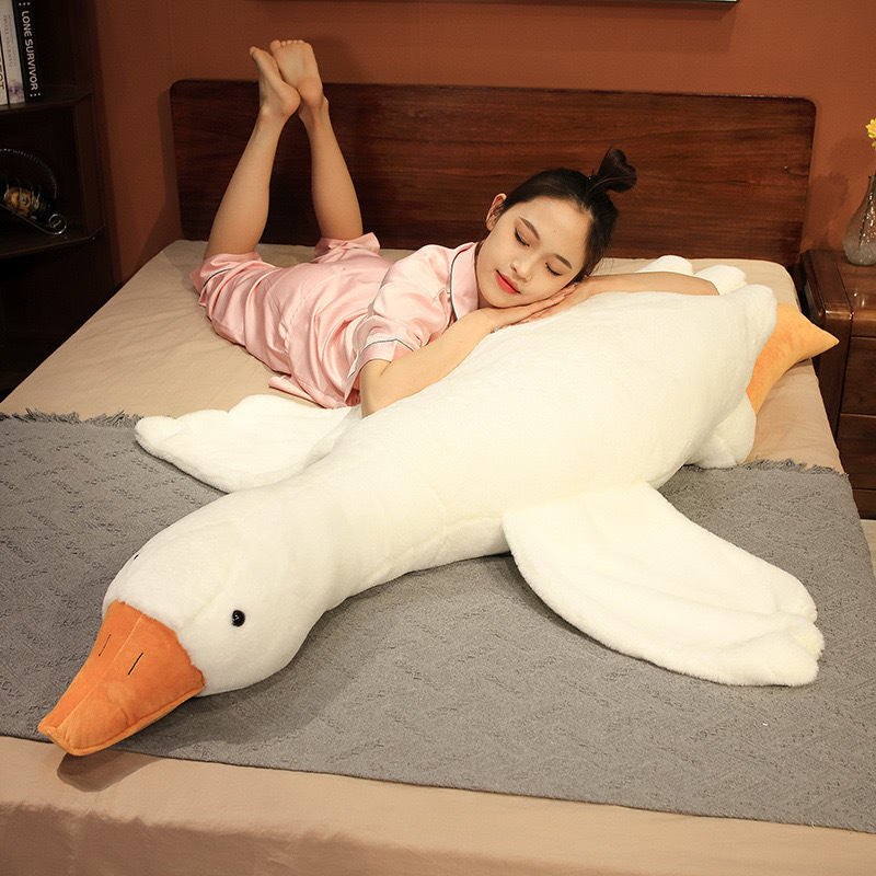 Push wholesale big white goose doll pillow big goose lying down pillow plush toy sleeping doll gift doll Push wholesale big white goose doll pillow big goose lying down pillow plush toy sleeping doll gift doll