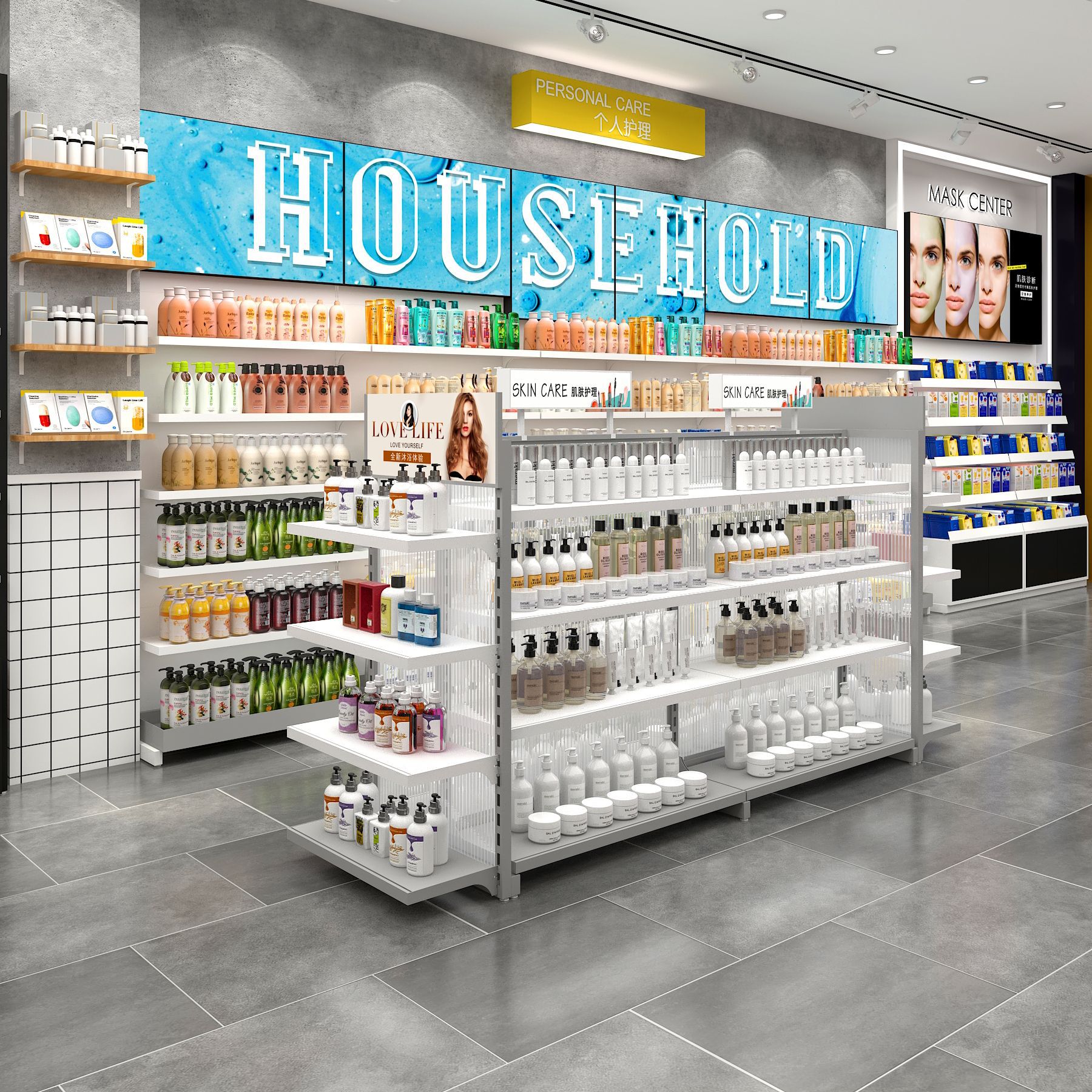 化妆品展示架商场护肤产品展示柜美容院多功能双面中岛展示货架