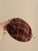 Brown bow plaid top hat