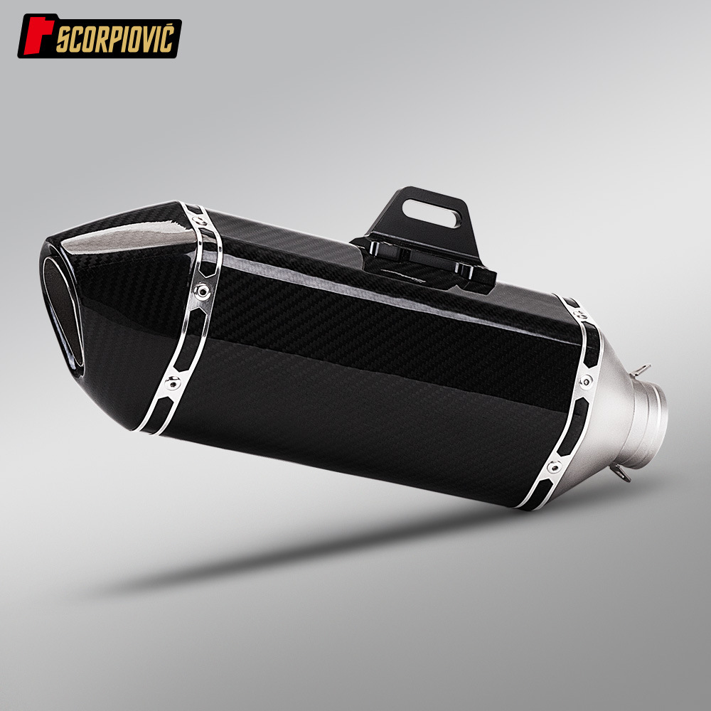 Universal exhaust pipe with a large hexagonal tail section, suitable for Z650, CBR400, MT09, 703RR, and 500F motorcycles