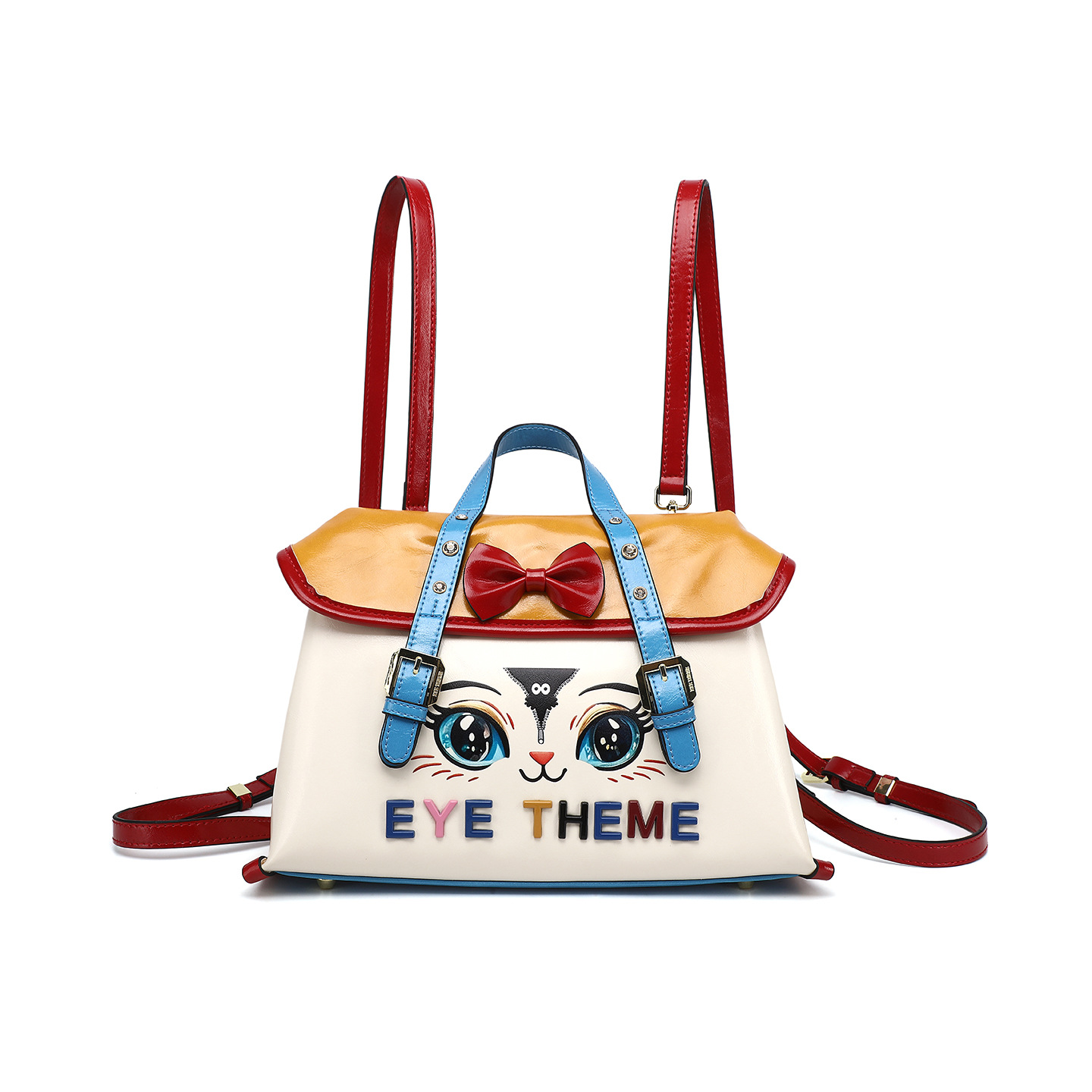 Estudiantes lindos bolsas de dibujos animados de moda color sonriente multipropósito cera de aceite de piel bolsas de botón magnético diseño de damas 2861 #