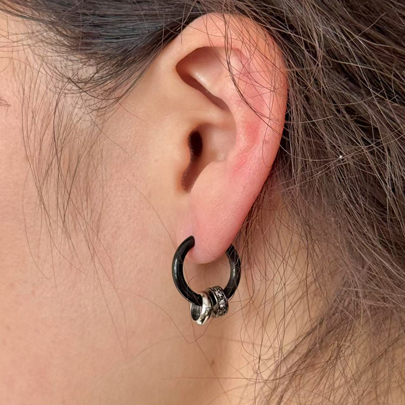 1 Pair Vacation Simple Style Solid Color Inlay Titanium Steel Zircon Earrings display picture 6
