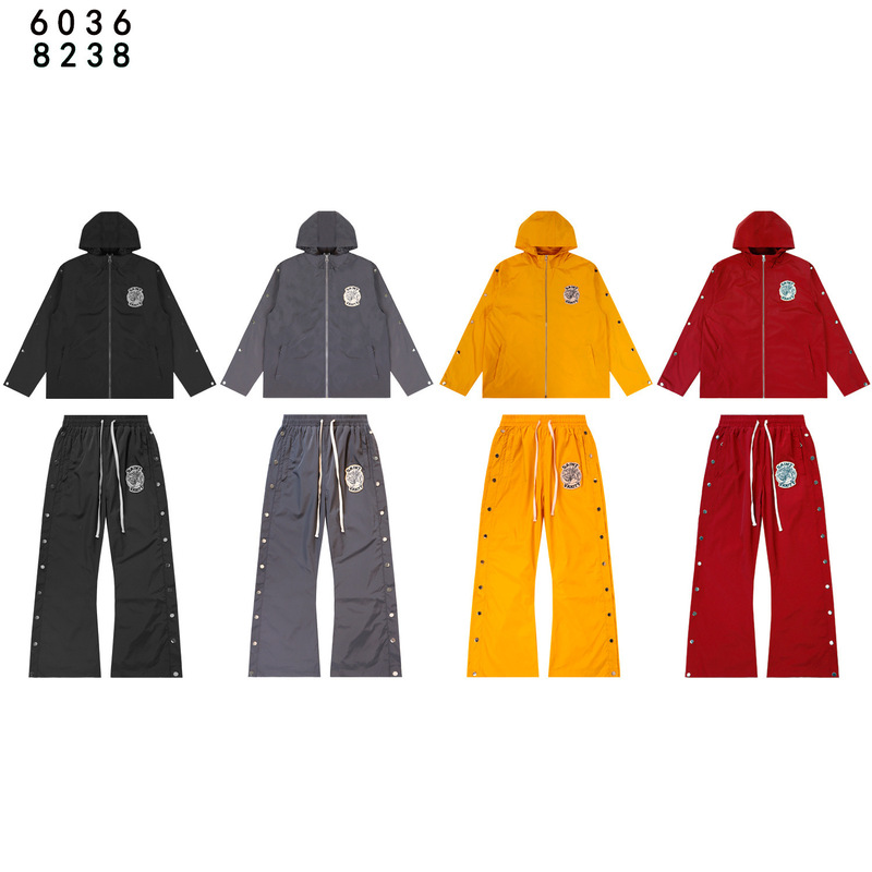 Real Shot In-Stock Saint Embroidered Sportswear Set for Men and Women, Youth Casual Windbreaker Jacket and Pants Wholesale Real Shot In-Stock Saint Embroidered Sportswear Set for Men and Women, Youth Casual Windbreaker Jacket and Pants Wholesale
