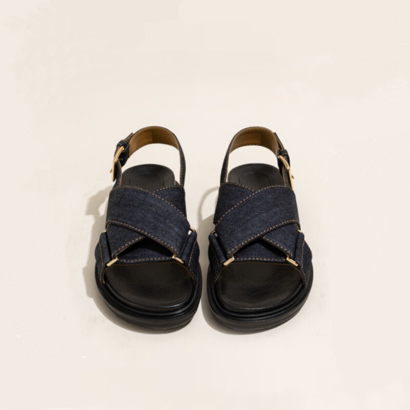 Denim Cross Strap Platform Sports Fashion Sandals Women's 2025 New Arrival Summer All-Match Flat Roman Sandals