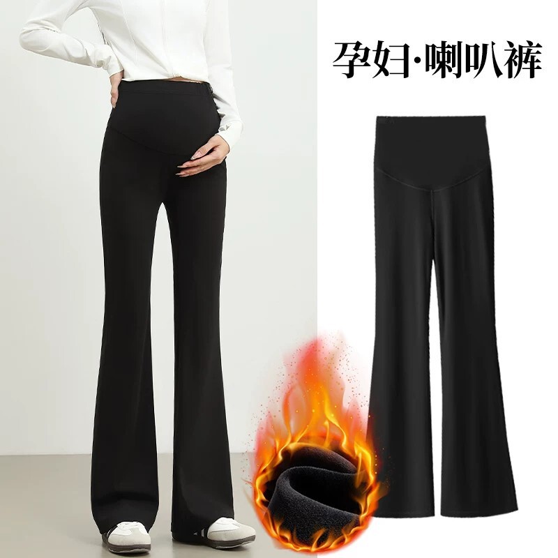 Maternity Shark Pants for Autumn and Winter, Flared Pants with Fleece Lining, Thickened, Non-Tight on the Belly, Plus Size, Petite Maternity Wear Maternity Shark Pants for Autumn and Winter, Flared Pants with Fleece Lining, Thickened, Non-Tight on the Belly, Plus Size, Petite Maternity Wear