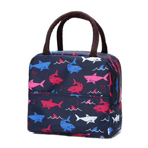 Printed Oxford cloth lunch bag, colorful square bottom women's handbag, coin purse, aluminum foil insulated lunch box bag