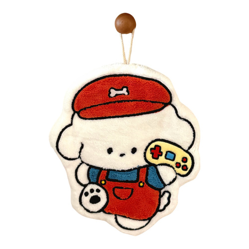 Adorable puppy-shaped thickened quick-drying absorbent towel handkerchief coral velvet kitchen bathroom small towel