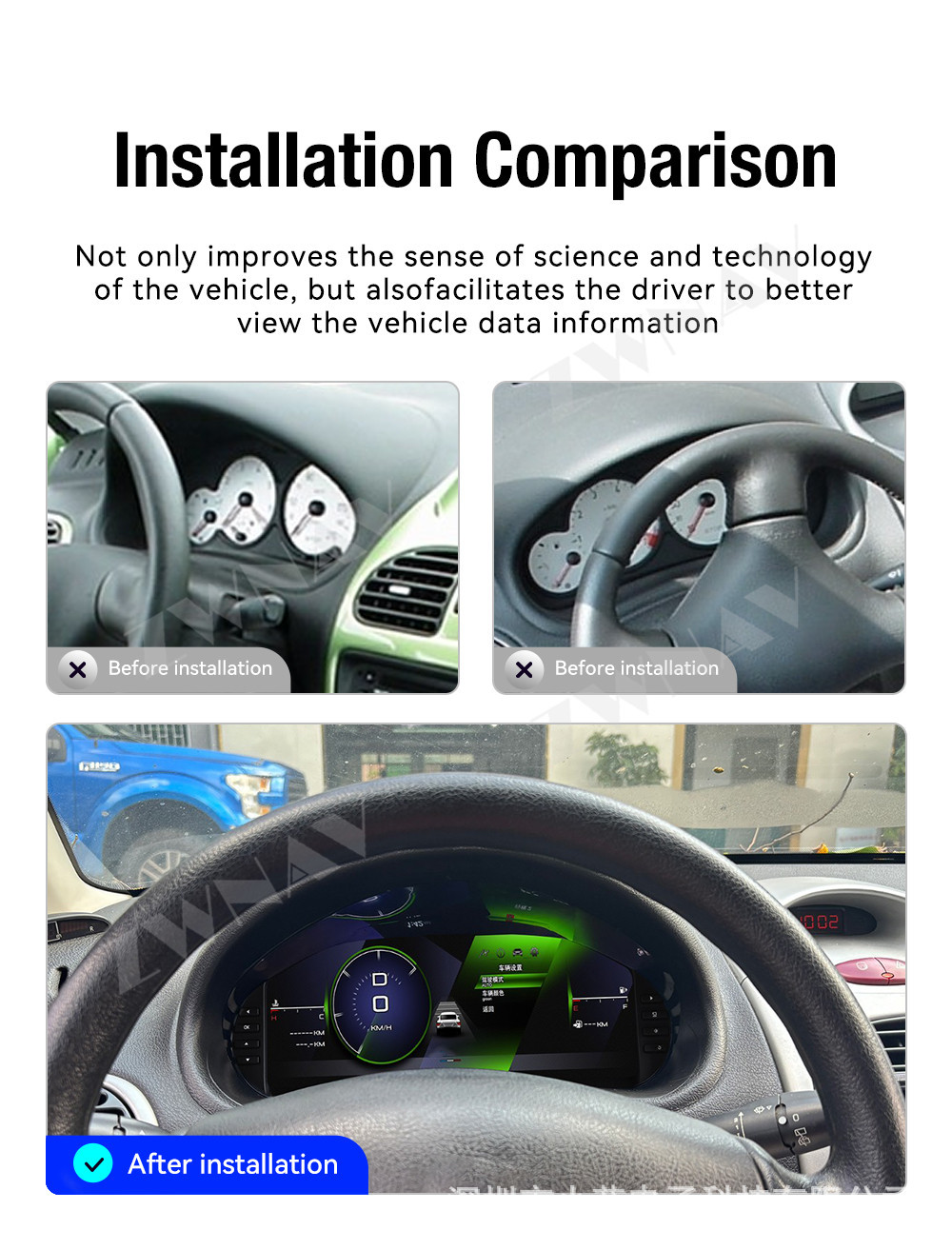 Suitable for 2004-2008 Peugeot 206 models, this is an upgraded all-lcd dashboard with multiple UI options for displaying car mileage and speed